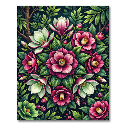 Vibrant Magenta Magnolia Botanical Garden Rug