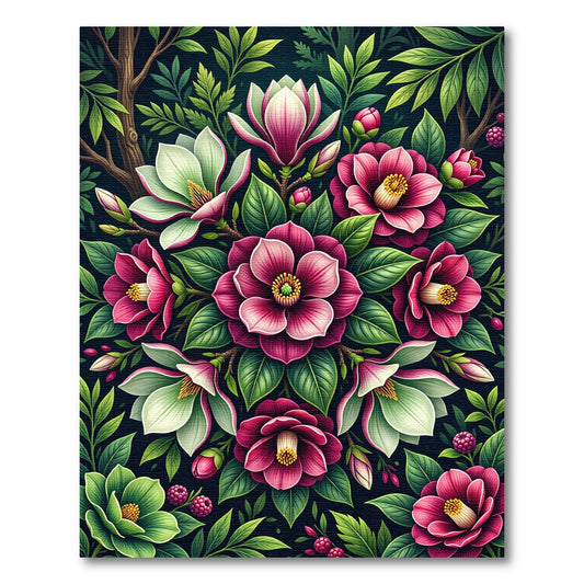 Vibrant Magenta Magnolia Botanical Garden Rug
