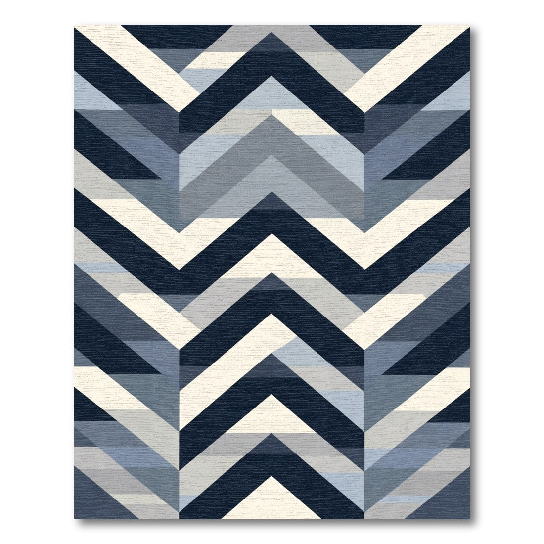 Navy Blue Geometric Chevron Angles Rug