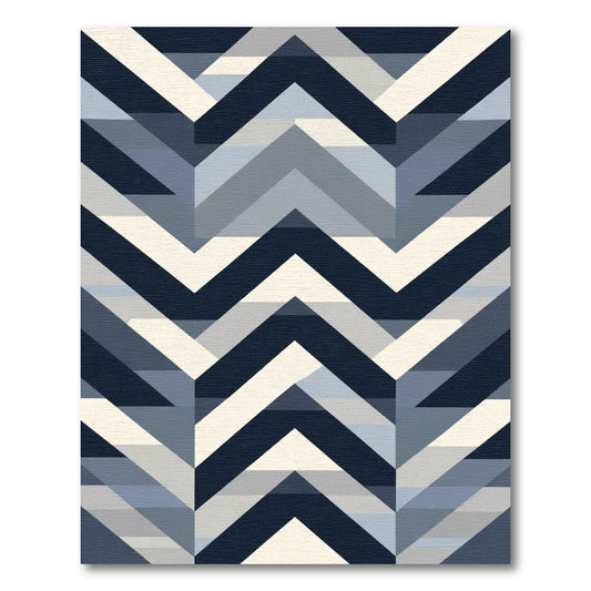 Navy Blue Geometric Chevron Angles Rug