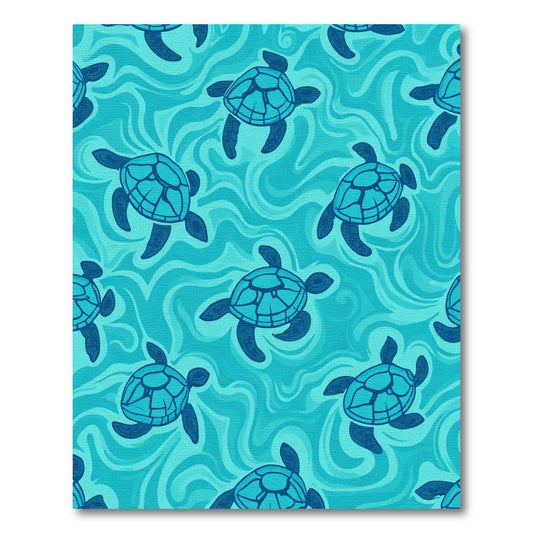 Coastal Blue Sea Turtle Waves Rug