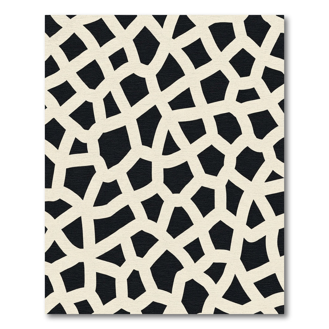 Organic Black White Interlocking Forms Rug