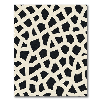 Organic Black White Interlocking Forms Rug