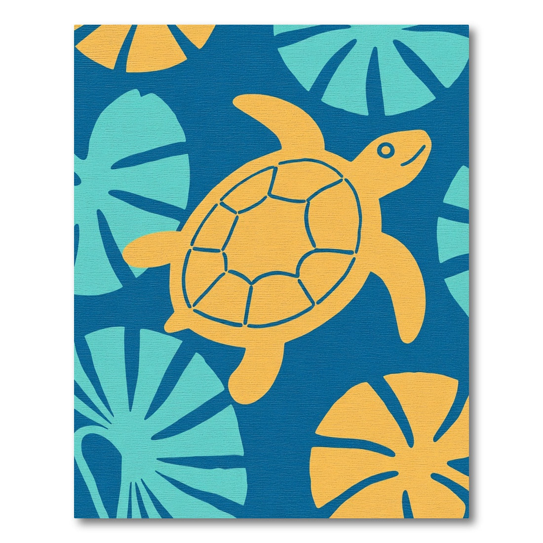 Yellow Turtle Blue Leaf Radiance Rug