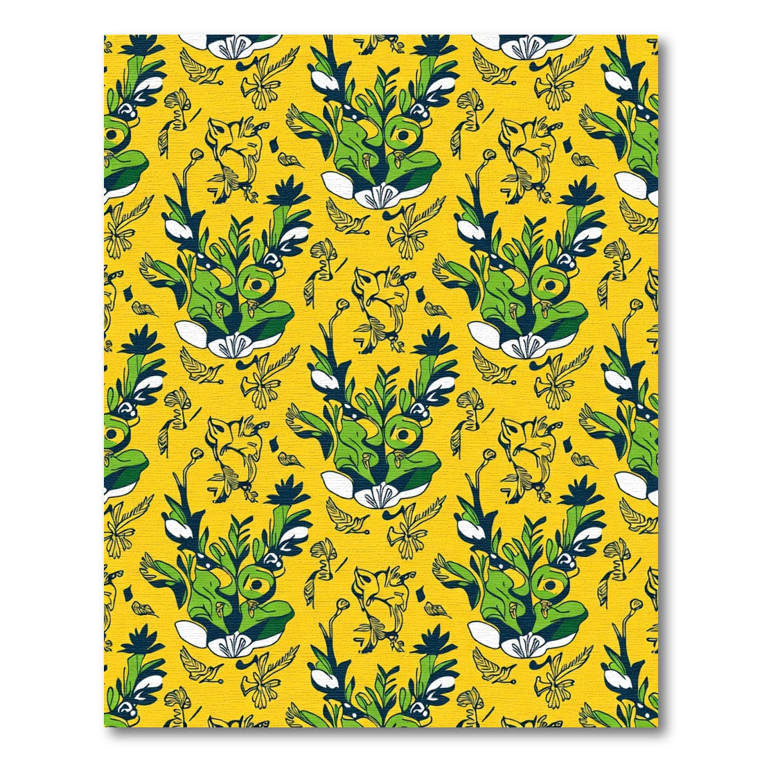 Bold Yellow Green Abstract Floral Rug