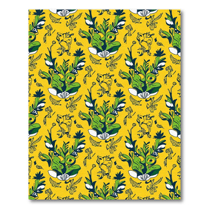 Bold Yellow Green Abstract Floral Rug