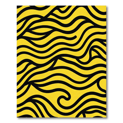 Bold Yellow Black Wavy Lines Rug