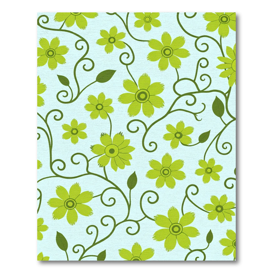 Bright Green Floral Vine Scroll Rug