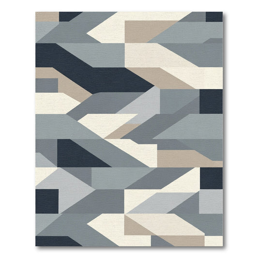 Modern Geometric Tonal Block Rug