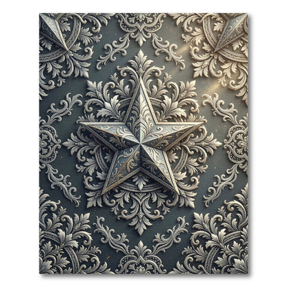 Ornate Silver Star Baroque Medallion Rug