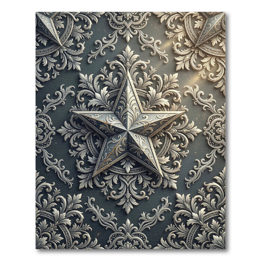 Ornate Silver Star Baroque Medallion Rug
