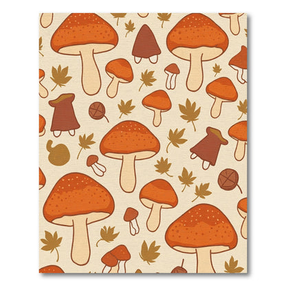 Whimsical Autumn Mushroom Forest Rug