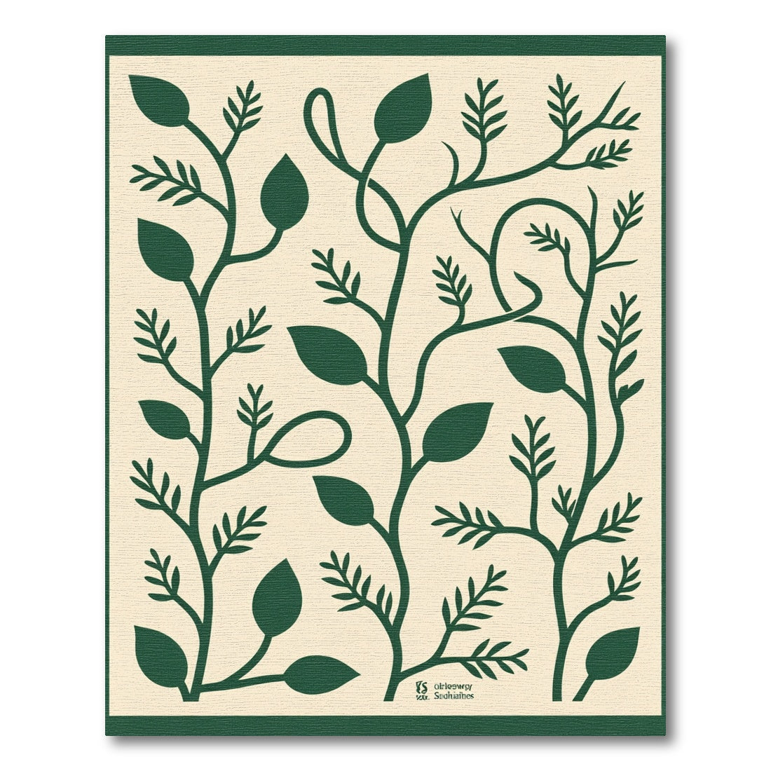 Forest Green Vine Leaf Composition Rug