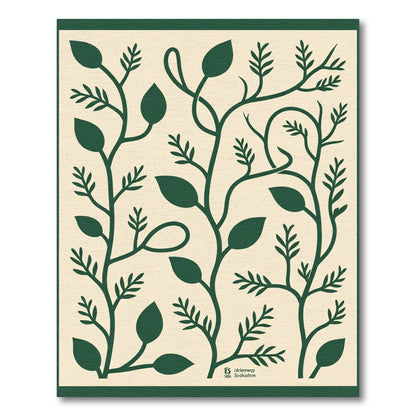 Forest Green Vine Leaf Composition Rug