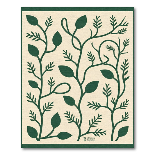 Forest Green Vine Leaf Composition Rug