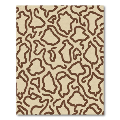 Abstract Brown Organic Blob Rug