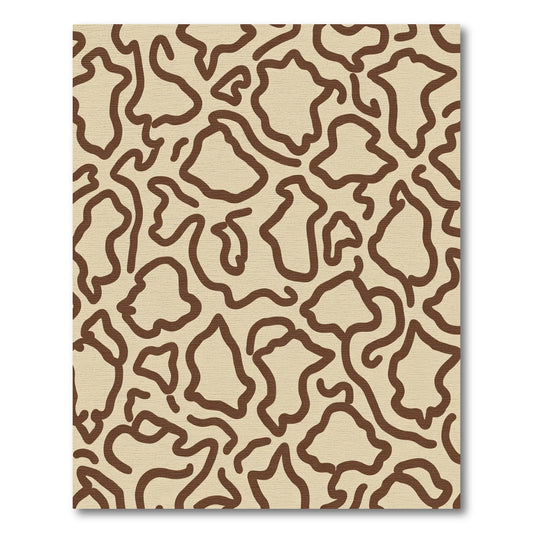 Abstract Brown Organic Blob Rug