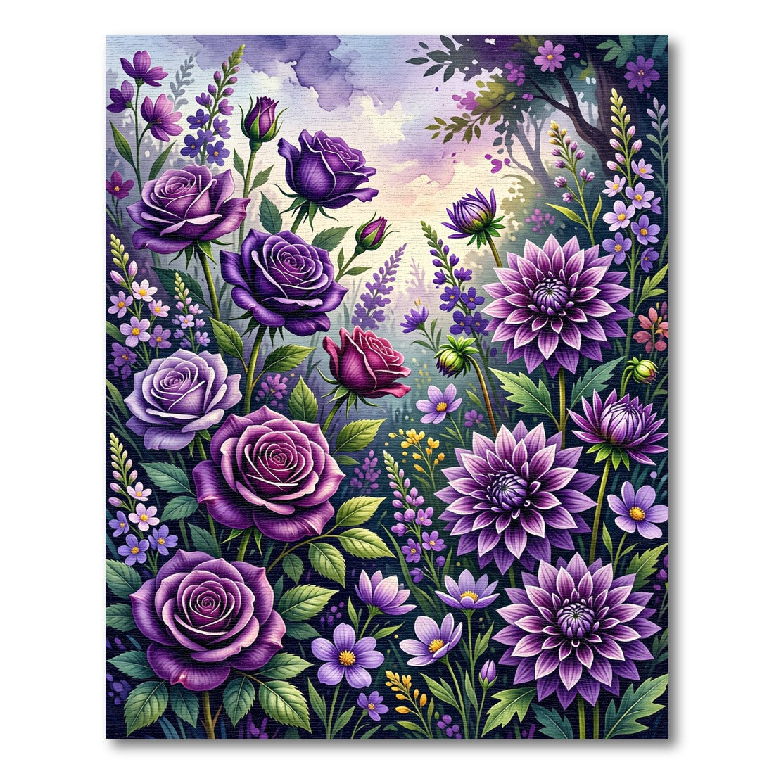 Purple Roses Dahlia Garden Bloom Rug