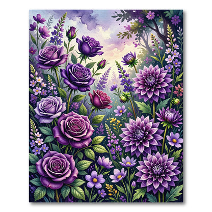 Purple Roses Dahlia Garden Bloom Rug