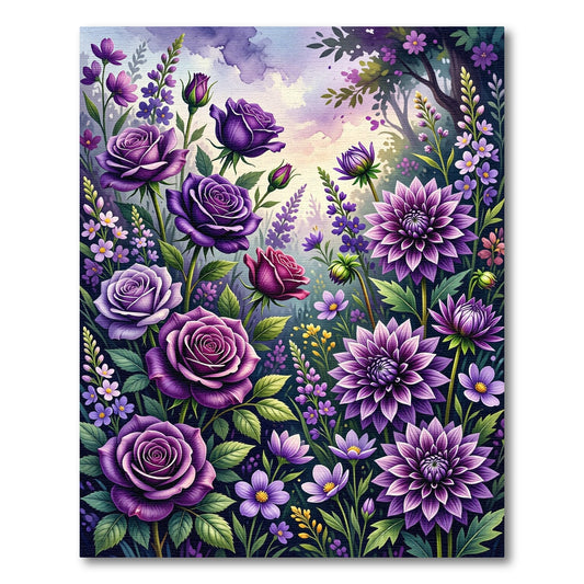 Purple Roses Dahlia Garden Bloom Rug