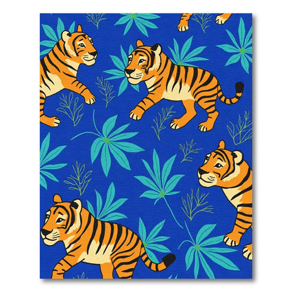 Vibrant Orange Tiger Jungle Panorama Rug