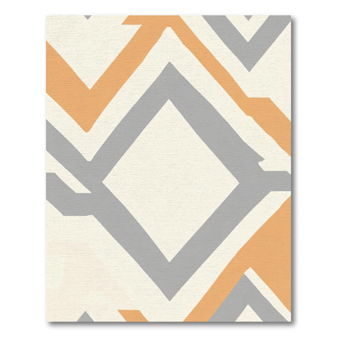 Modern Orange Gray Geometric Diamond Rug