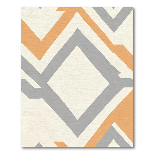 Modern Orange Gray Geometric Diamond Rug