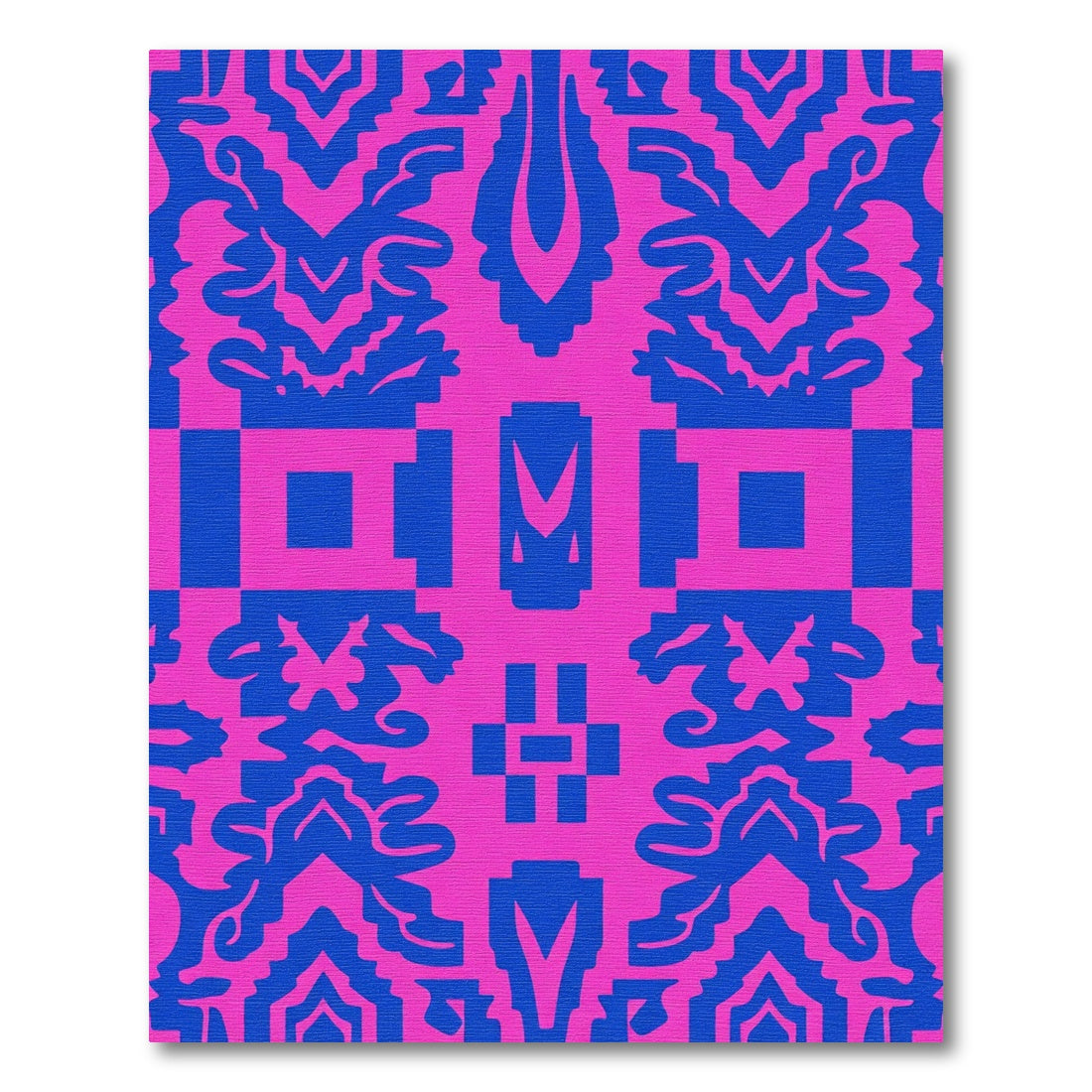 Vibrant Blue Pink Baroque Geometric Rug
