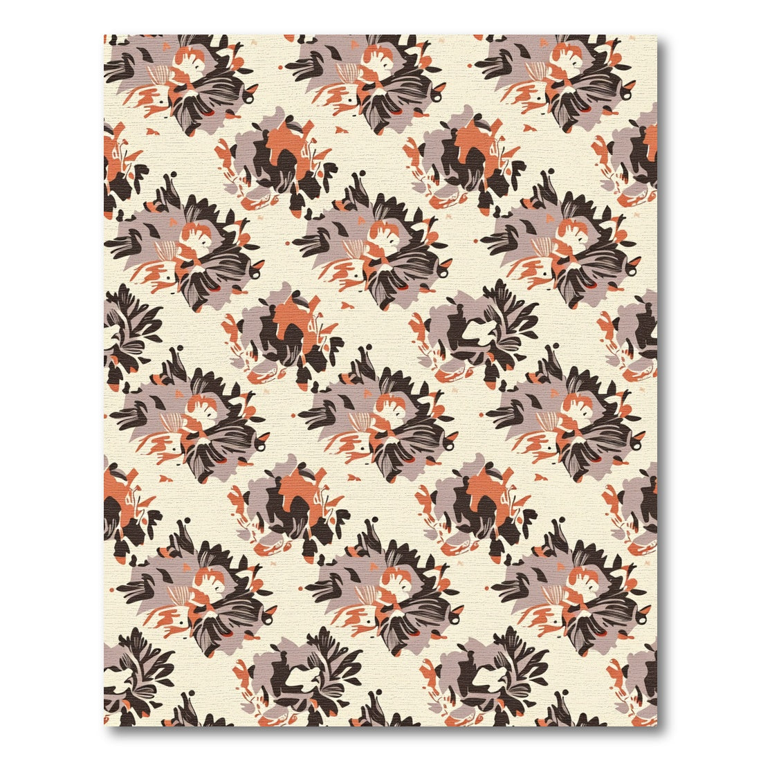 Cream Orange Floral Burst Rug
