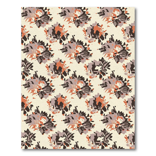 Cream Orange Floral Burst Rug