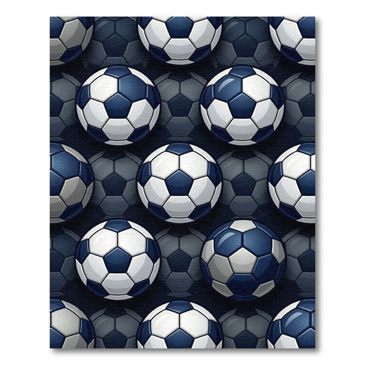 Classic Blue and White Soccer Ball Rug