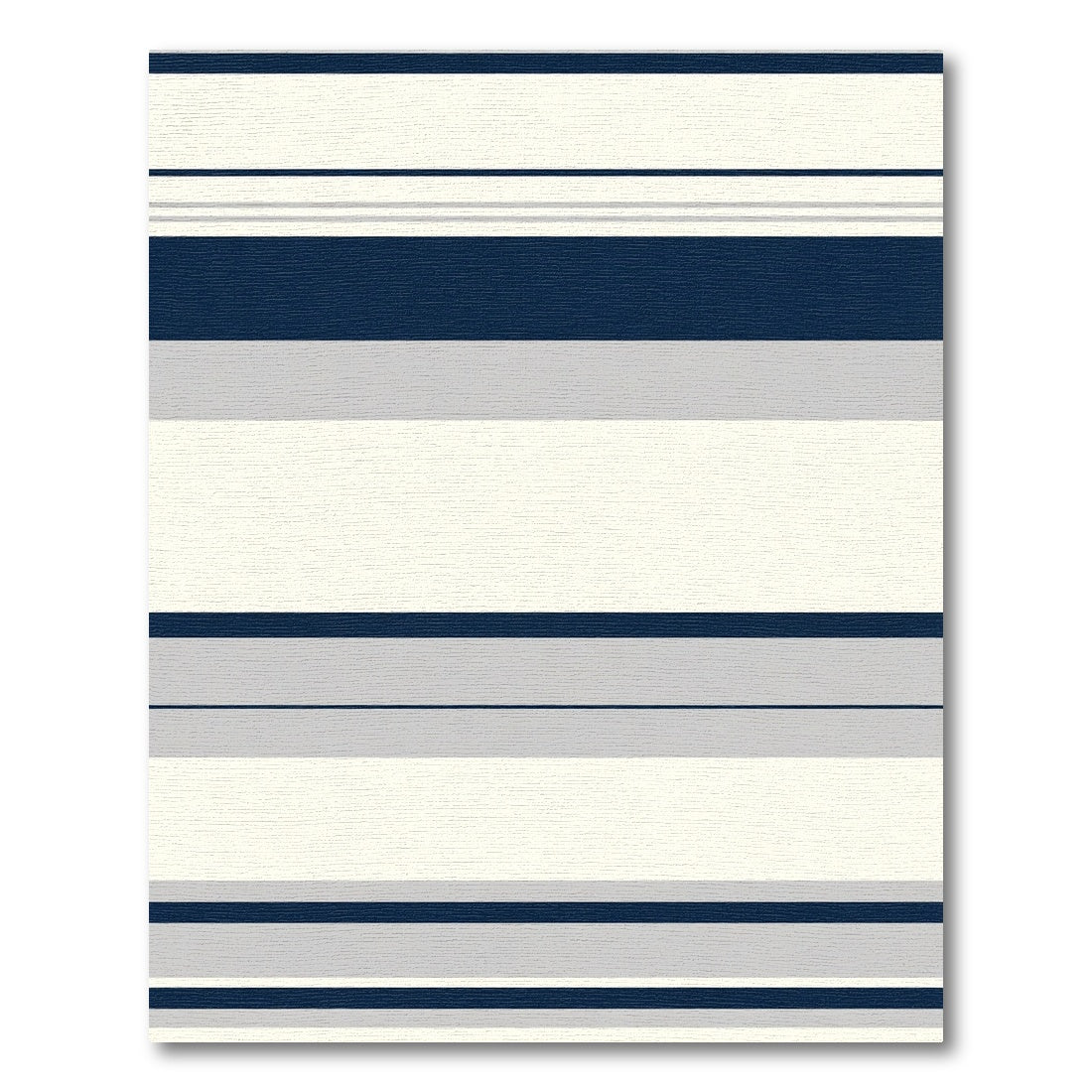 Bold Navy Gray Cream Horizontal Stripes Rug
