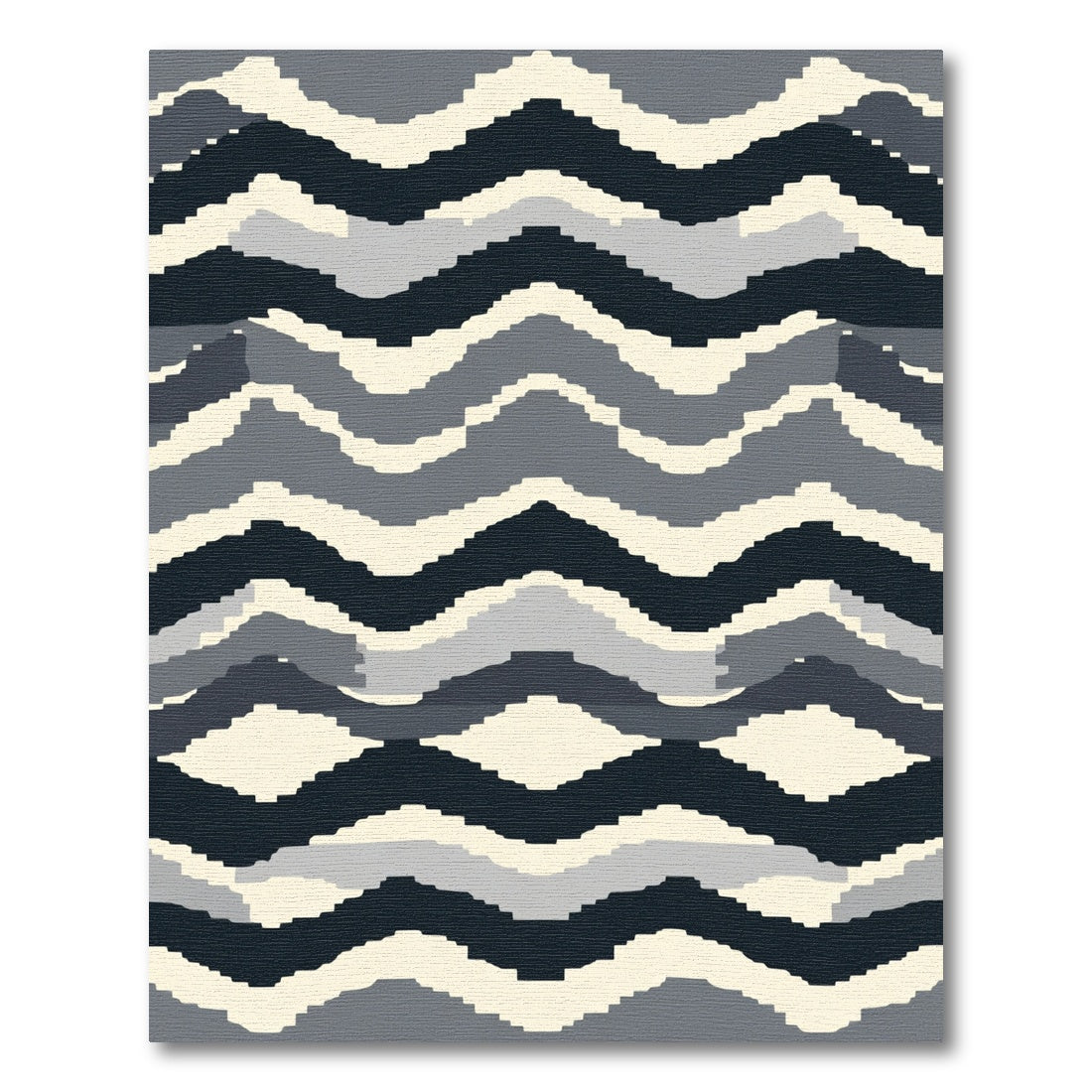 Monochromatic Abstract Staircase Wave Rug