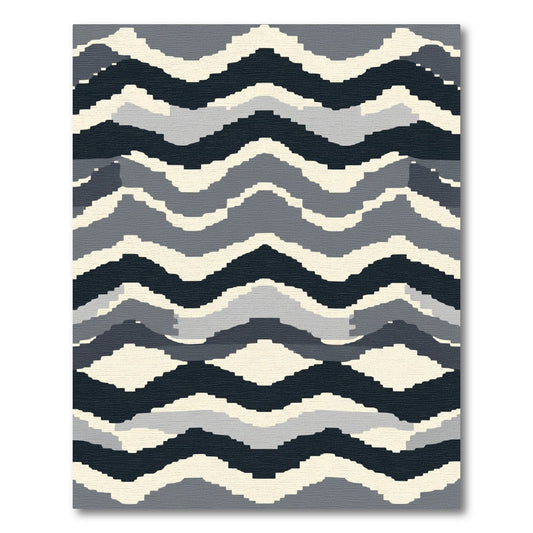Monochromatic Abstract Staircase Wave Rug