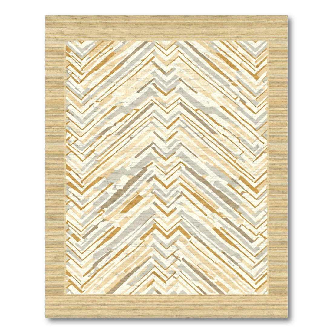 Cream Gold Herringbone Strokes Rug