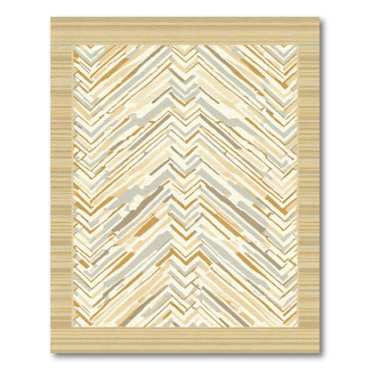 Cream Gold Herringbone Strokes Rug