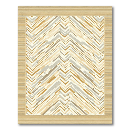 Cream Gold Herringbone Strokes Rug