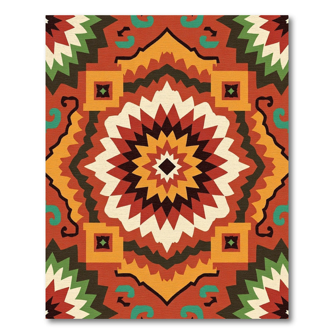 Terracotta Crimson Starburst Geometric Rug