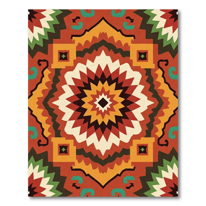 Terracotta Crimson Starburst Geometric Rug
