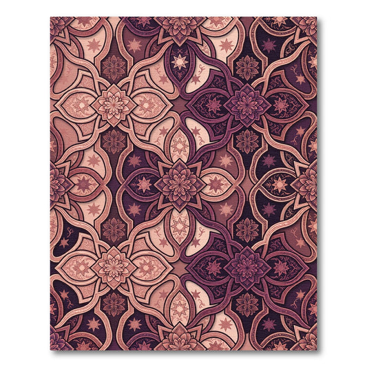 Rich Plum Floral Arabesque Medallion Rug