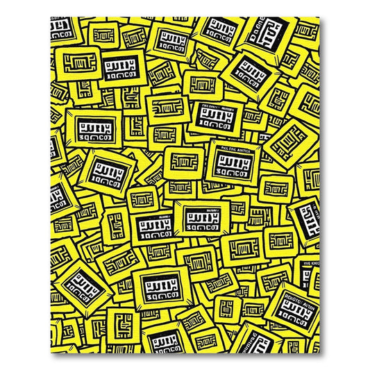 Yellow Abstract Script Frames Rug
