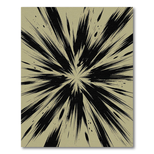 Bold Black Burst Abstract Grunge Rug