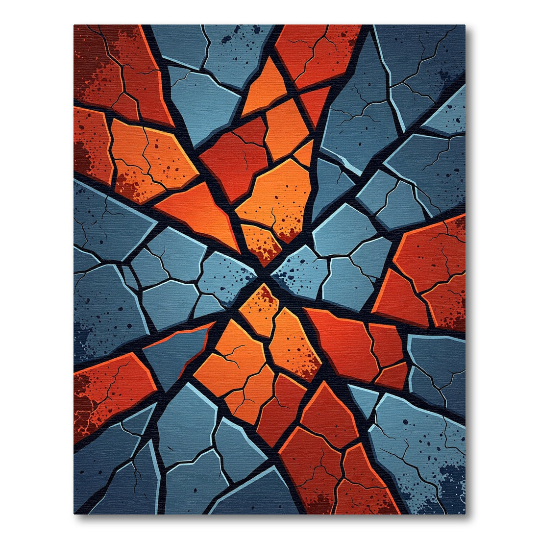 Cracked Stone Red Blue Aggregate Rug