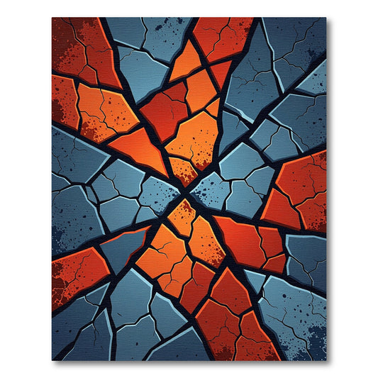 Cracked Stone Red Blue Aggregate Rug