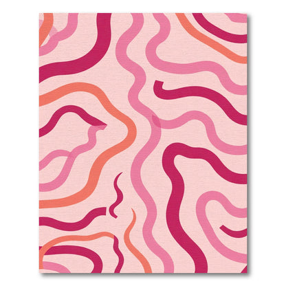 Fuchsia Pink Coral Wavy Lines Rug