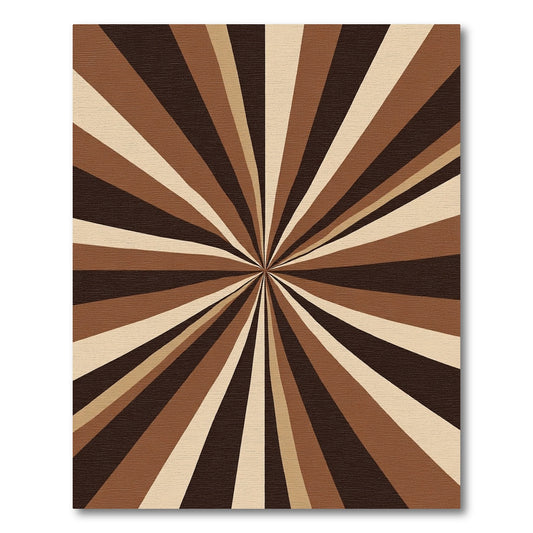 Earthy Brown Radial Burst Rug