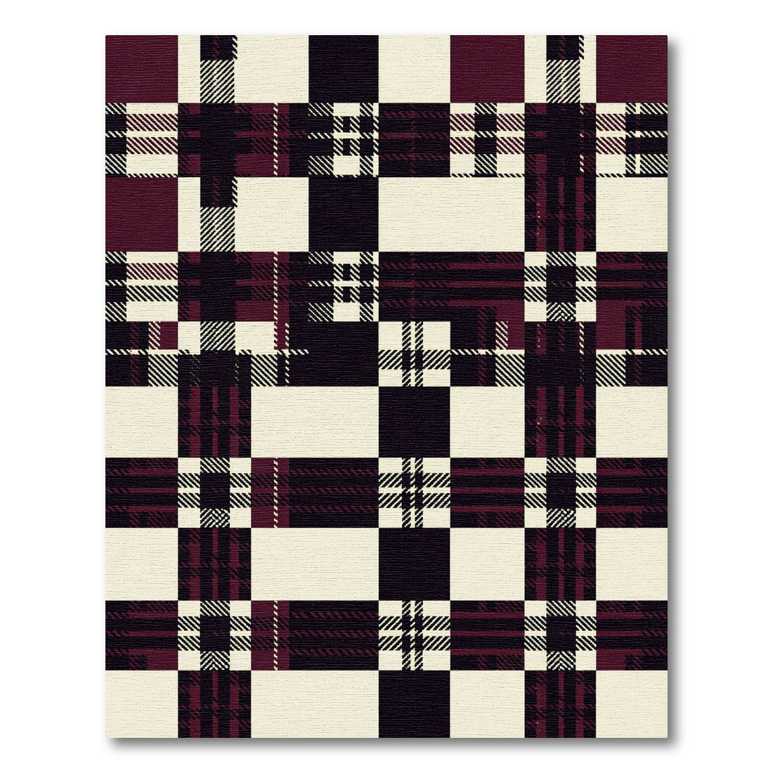 Deep Plum Tartan Checkered Tiles Rug