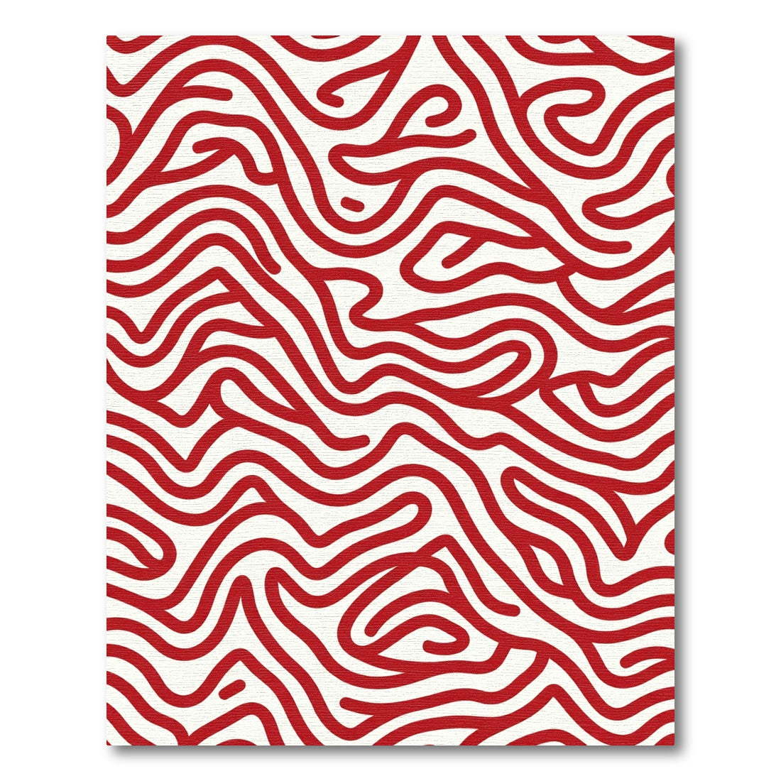 Crimson Flowing Abstract Wavy Rug