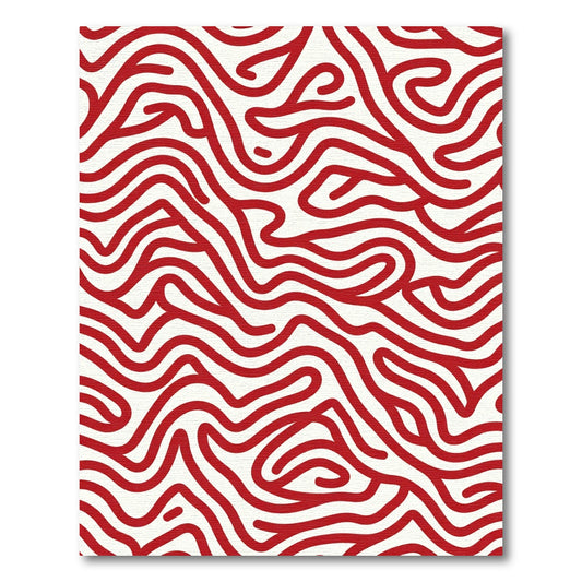 Crimson Flowing Abstract Wavy Rug