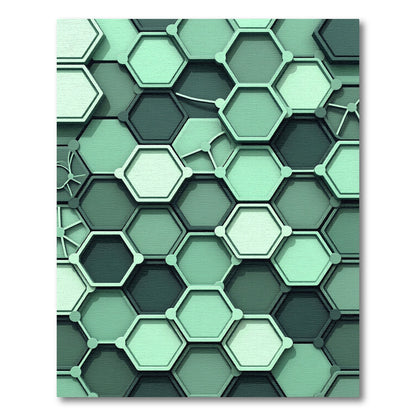 Aqua Geometric Honeycomb Array Rug